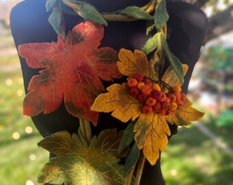 necklace choker autumn leaves natural materials birthday gift eco accessories scarves capes handmade flowers handmade
