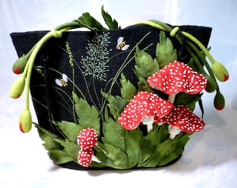 Everyday Bags toadstool mushroom handmade fungus felted handbags Shoulder Bags womens bags Felting Handbag designer bags stylish bags