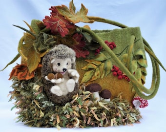 Valentine's Day Shoulder bag Hedgehog gift for wife Baby Hedgehogs Felted bag gift for mom gift for women Designer Handbags Tote bags