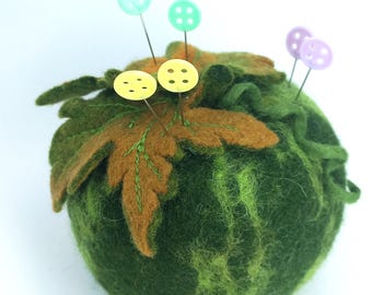 Watermelon needle pad Pincushion Pin Cushion handmade Halloween decorations Felted  Watermelon handcrafted Accessory pincushions Sewing Pins