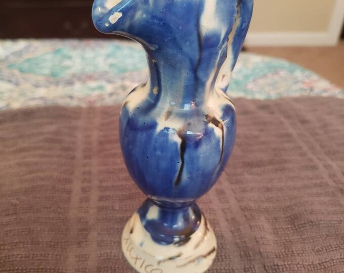 Blue and Beige Mexico Souvenir Vase