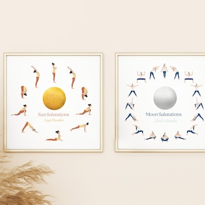 Sun Salutation & Moon Salutation  | Printable Poster