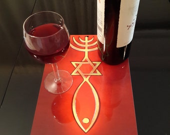 Plato de vino para mesa y pared de ArtForWine. Naranja quemado #vino #mantel #Sello Mesiánico - Judaísmo + Cristianismo Hecho en Israel #posavasos #mantel individual