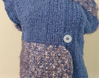 Chaleco Quilt - tejido calienta los hombros Boho/jersey/wrap Único, ecléctico elegante, jeans blues big chic top. Shabby chic vanguardista artístico