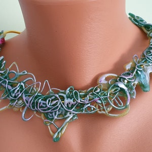 Choker sculpted, OOAK elegant boho chic statement Bohemian, for her, hippie,  soft pliable choker you shape to adjusts to your own neck