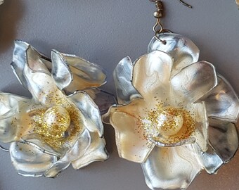 Pendientes y perlas de novia reciclados, conjuntos Eco-Chic Oro #Boho rosa #SanValentino. ¡Conjuntos coloridos para DAMAS DE HONOR para pedir colores o conjuntos personalizados!