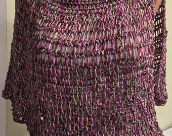 Estola, chal envolvente para hombros, poncho, capa elegante, ecléctico, remolacha/lavanda/verde, suave y acrílico, perfecto para cualquier edad y tamaño.