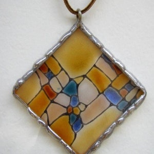 Gaudi inspired fused glass Spiritual necklace, chic statement pendant, Lariat style string of beads handcrafted in Israel