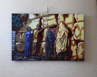 Mantel individual de Jerusalén, regalo para anfitriona en Tierra Santa. #MuroOccidental #Kotel. ¡Debajo de la copa de vino protege el mantel! Limpiar y colgar en la pared.