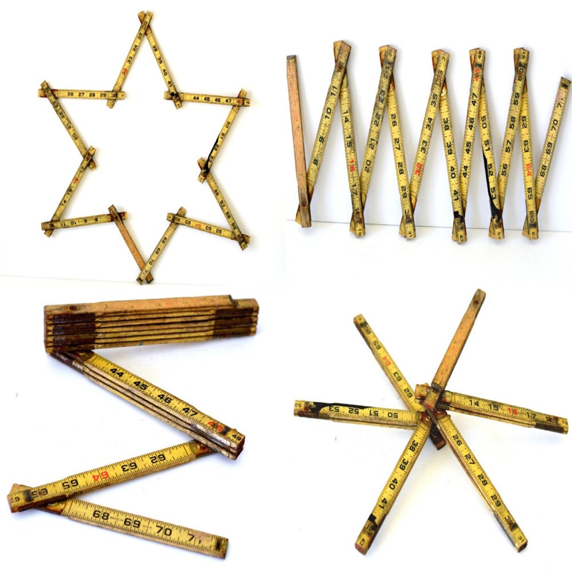 Vintage Mason's Folding Ruler Measuring Tape Wood & Brass Etsy