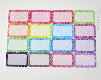 Glitter Half Box Planner Stickers: Colorful Labels (16 Count)