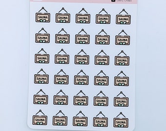 Sauna, Self Care, Relaxing, Planner Sticker,  Icon Stickers