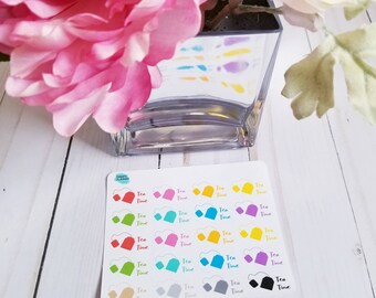 Tea Time Colorful Planner Stickers Made to fit many style planners Tea date