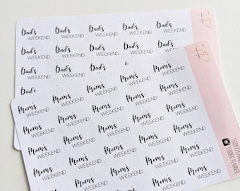 Mom Weekend, Dad Weekend, Co parenting, Planner Stickers