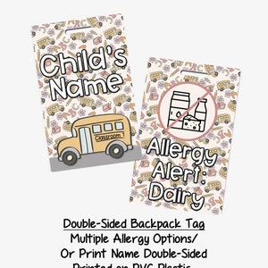 Bus Backpack Name Tags Allergy Tags PLASTIC Bag Tags
