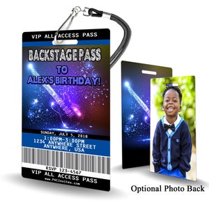 Backstage Pass Birthday Invitation PLASTIC Backstage Pass Birthday, Backstage Pass Birthday Invitation, Birthday Invite, Backstage Pass
