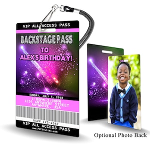 Backstage Pass Birthday Invitation PLASTIC Backstage Pass Birthday, Backstage Pass Birthday Invitation, Birthday Invite, Backstage Pass
