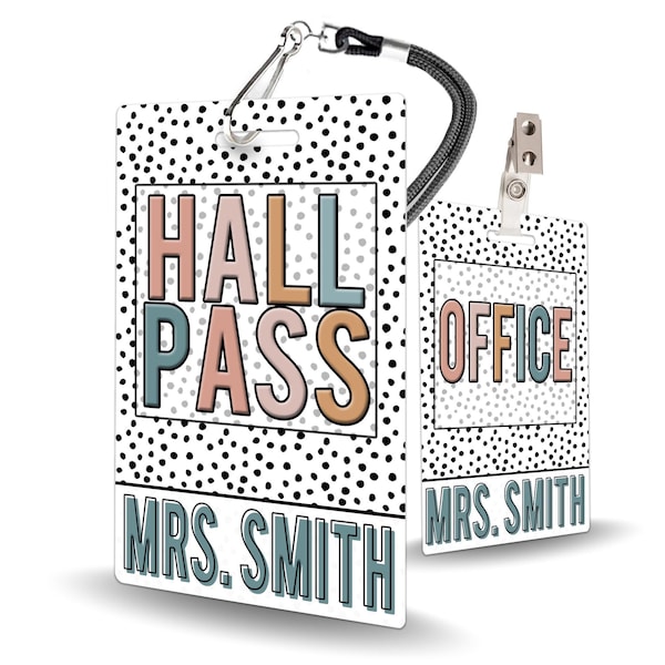 Boho Vibes Theme Classroom Hall Passes for Teachers, 5 Personalized Passes - Made of Durable PVC Plastic