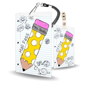 Pencil Doodles Theme Classroom Hall Passes for Teachers, Personalized ...