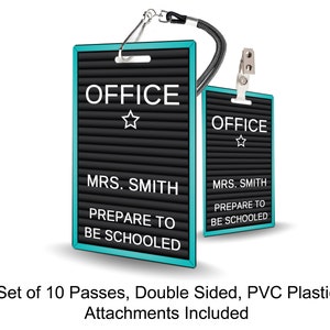 Letterboard Theme Classroom Hall Passes for Teachers, Personalized, Set ...