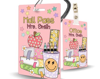 Tessera di ammissione per insegnanti a tema Groovy Books, personalizzata, set da 10