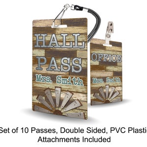 Bauernhaus-Thema Klassenzimmer Hall Pässe für Lehrer, personalisiert, Hall Pass Set mit 10