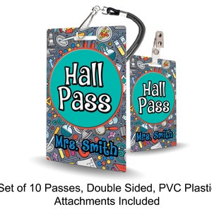Science Theme Classroom Hall Passes for Teachers, Personalized, Set of 10