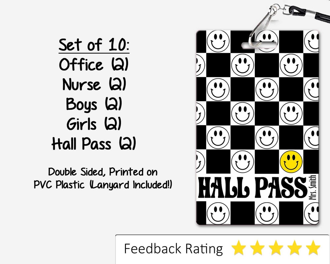 Checkerboard Smiley Theme Classroom Hall Passes for Teachers - Etsy