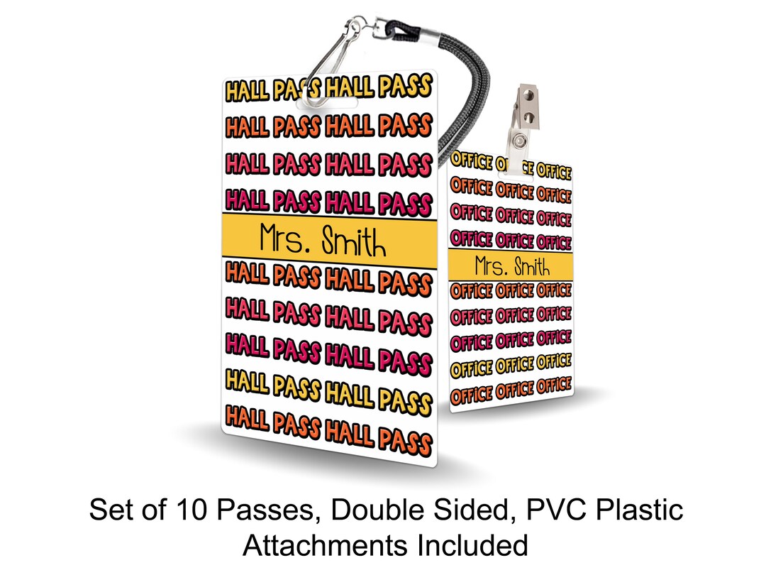 On Repeat Theme Classroom Hall Passes for Teachers, Personalized, Hall ...