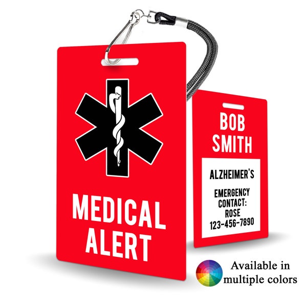 Medical Alert ID Card - personalized medical information, medical identification, emergency contact card, health alert card, medical safety