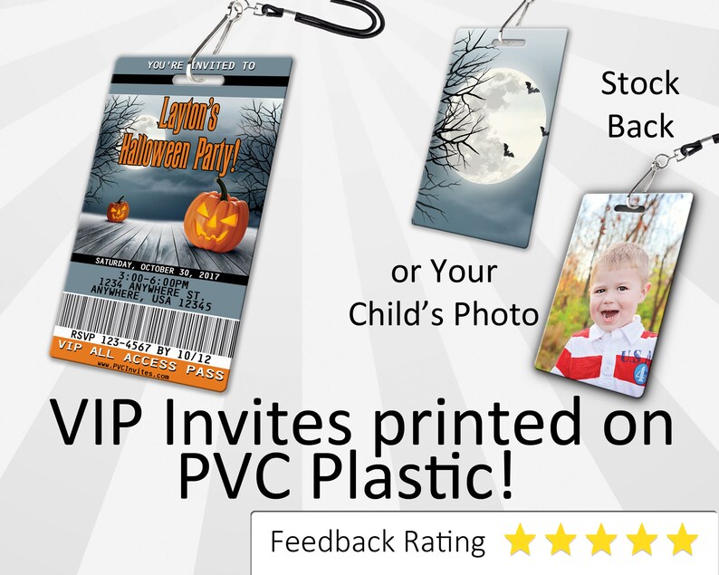 Halloween Invitations PLASTIC!!! Personalized Halloween Party Invitation Custom - Photo Invitation - Holiday Invitations -