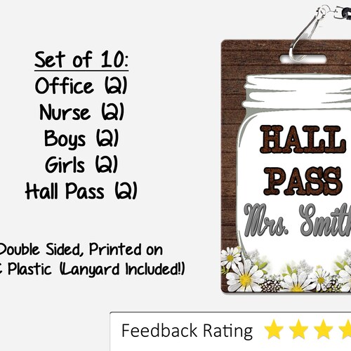 Shabby Chic Theme Classroom Hall Passes for Teachers - Etsy