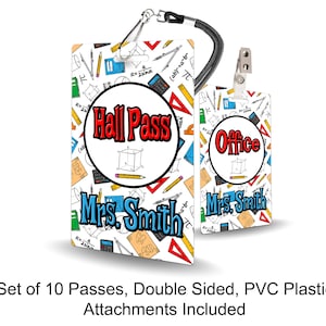 Math Theme Classroom Hall Passes for Teachers, Personalized, Set of 10 - Hall Pass