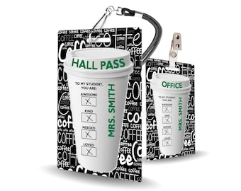 Klassenzimmer-Pässe mit Kaffeemotiv für Lehrer, 5 personalisierte Pässe – aus strapazierfähigem PVC-Kunststoff