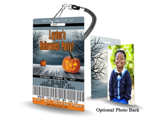 Halloween Invitations PLASTIC!!! Personalized Halloween Party Invitation Custom - Photo Invitation - Holiday Invitations -