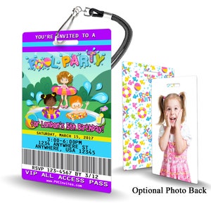 Pool Party Birthday Invitation PLASTIC Pool Party Birthday, Pool Party Birthday Invitation, Birthday Invite, Pool Party Birthday, Pool Party
