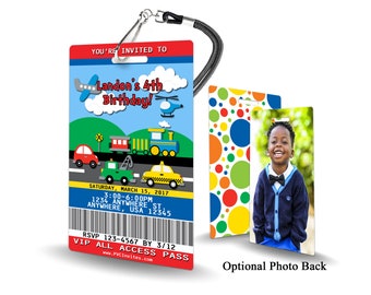Transportation Birthday Invitation PLASTIC Transportation Birthday, Transportation Birthday Invitation, Birthday Invite, Transportation