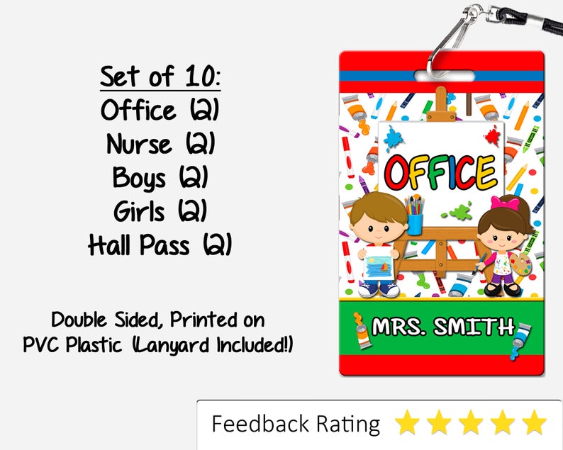Artist Theme Classroom Hall Passes for Teachers, Personalized, Set of ...