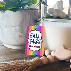 Stripes Theme Classroom Hall Passes for Teachers, Personalized, Set of ...