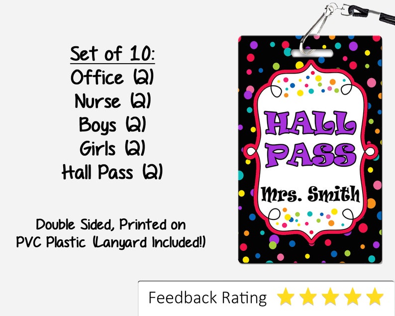 Dots Now on sale Theme Classroom Hall Passes Teachers Set Personalized Dealing full price reduction for