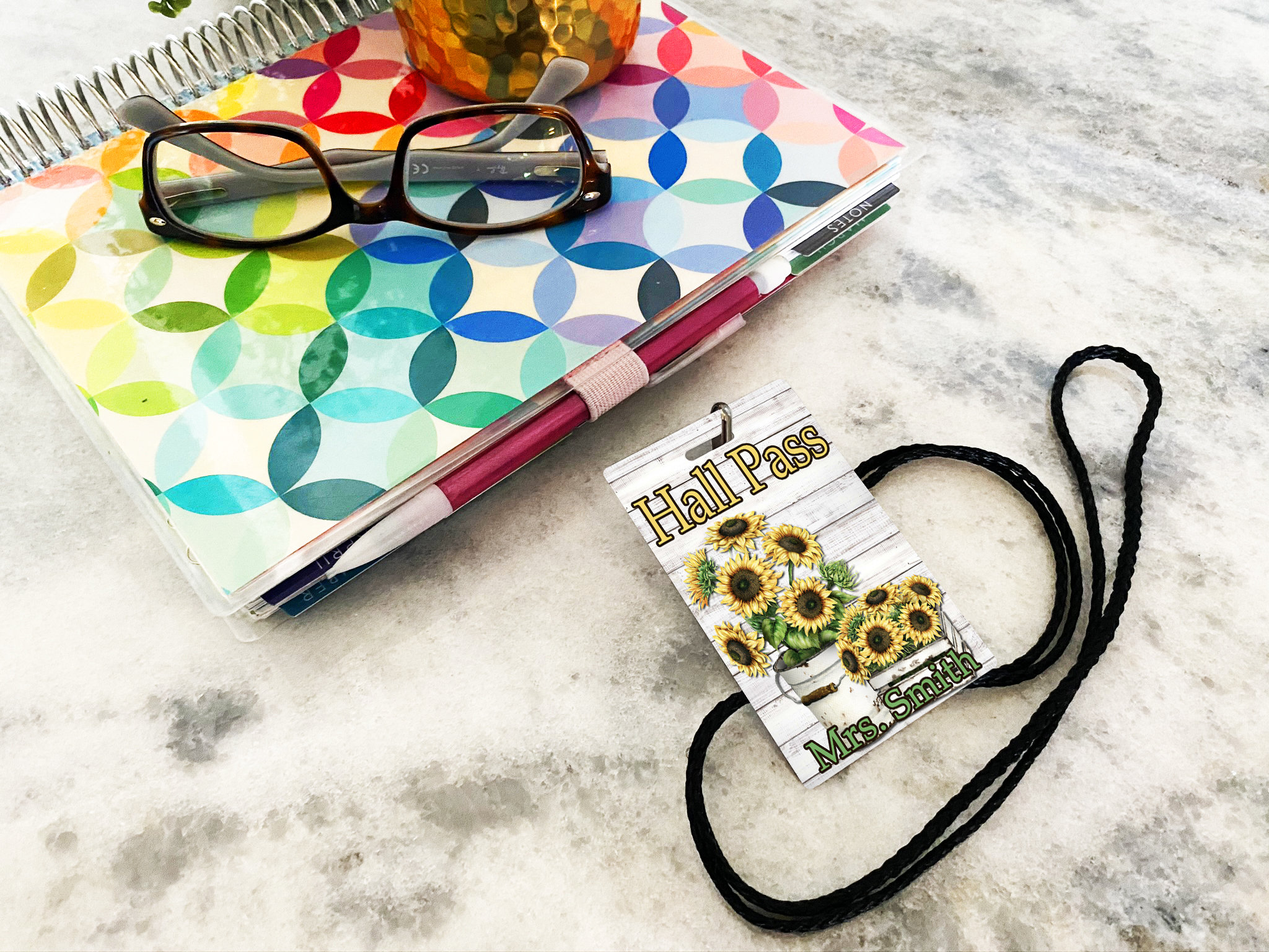 Sunflower Theme Classroom Hall Passes for Teachers, Personalized, Hall ...