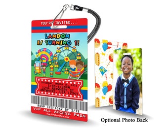 Amusement Park Birthday Invitation PLASTIC Amusement Park Birthday, Amusement Park Birthday Invitation, Birthday Invite, Amusement Park