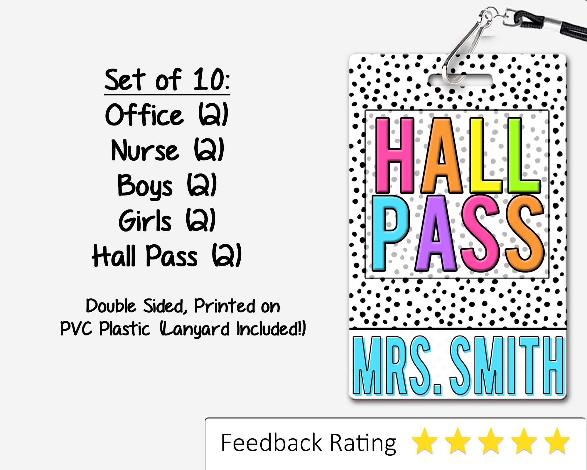 Boho Brights Theme Classroom Hall Passes for Teachers, Personalized ...