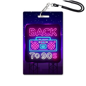 May include: A neon sign with a retro boombox and the text "BACK TO 90S" on a dark purple background with white stars.
