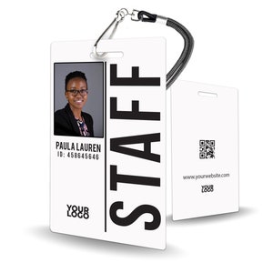 Elegant Staff ID Card - logo badge, photo ID, customizable badge, elegant ID card