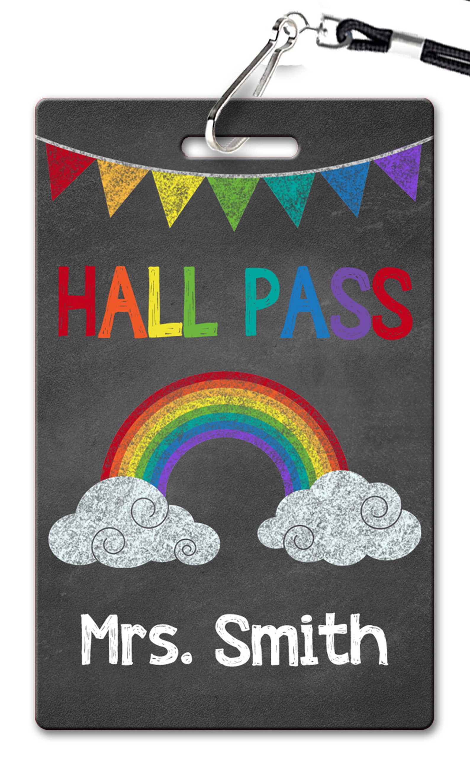 Rainbow Chalkboard Theme Classroom Hall Passes for Teachers | Etsy