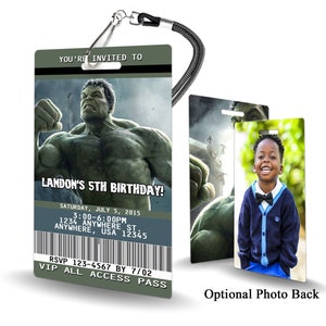 Incredible Hulk Invitation PLASTIC Incredible Hulk, Hulk Invitation, Birthday Invitation, Birthday Invite, Hulk Birthday Invitation
