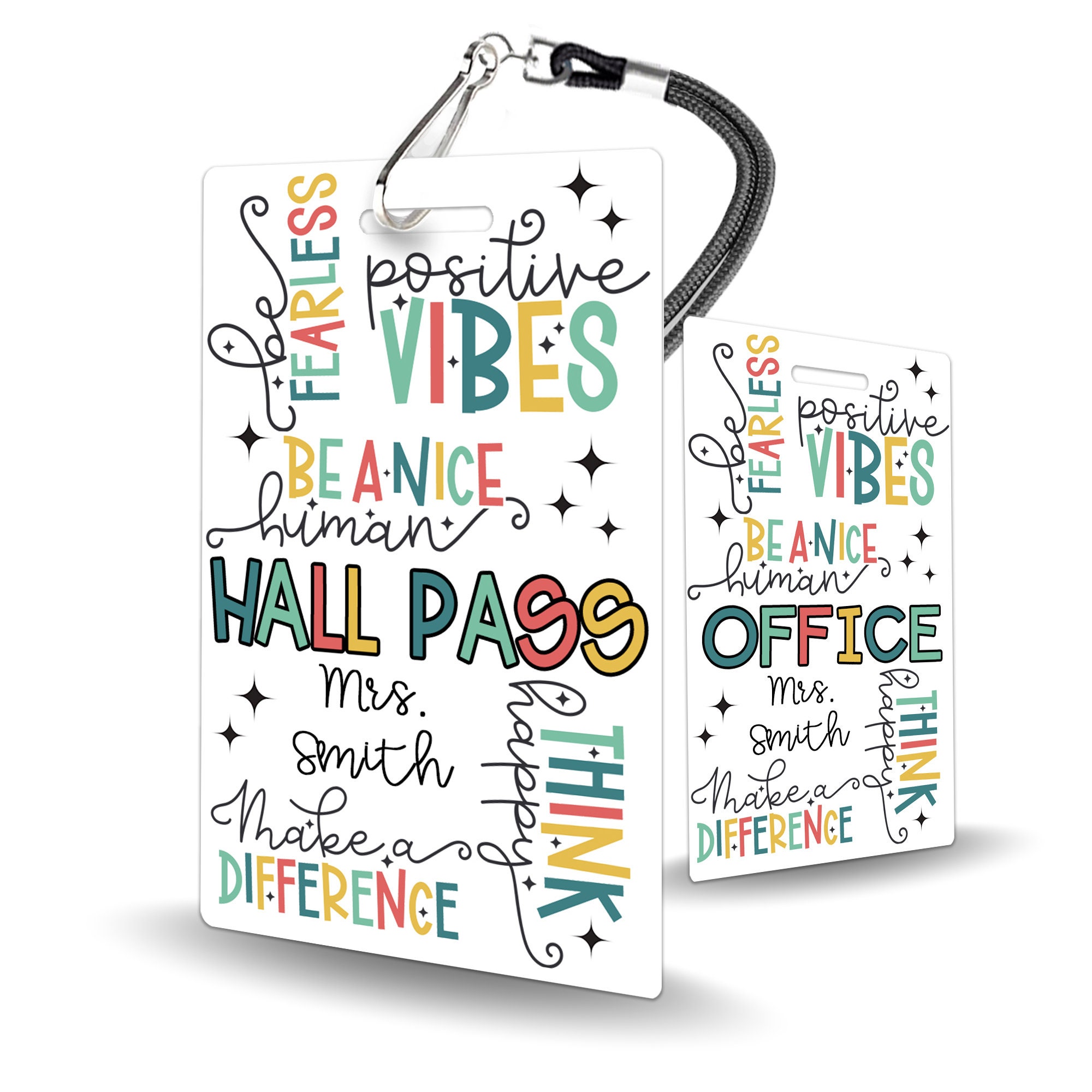 Self Love Theme Classroom Hall Passes for Teachers, Personalized, Set ...