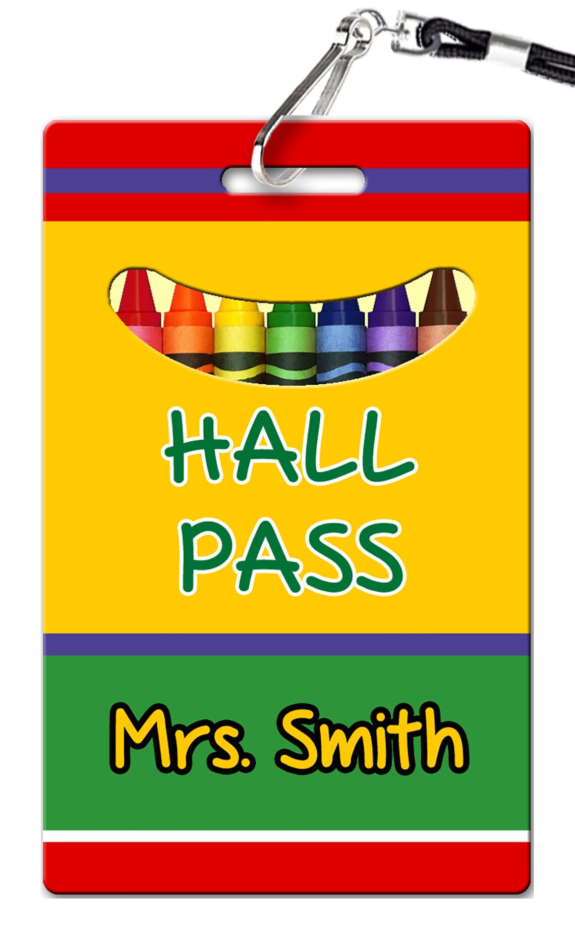Crayon Theme Classroom Hall Passes for Teachers, Personalized, Set of ...