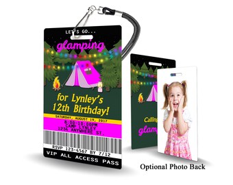 Glamping Birthday Invitation PLASTIC Glamping Birthday, Glamping Birthday Invitation, Birthday Invite, Glamping Birthday, Glamping